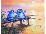 Картины по номерам - Коты на рыбалке 